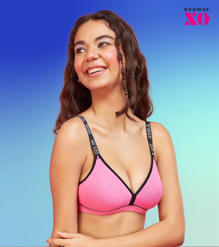 Enamor XO Candy Pink Non Wired Padded Regular Bra - Lena Smooth Stretch Bra