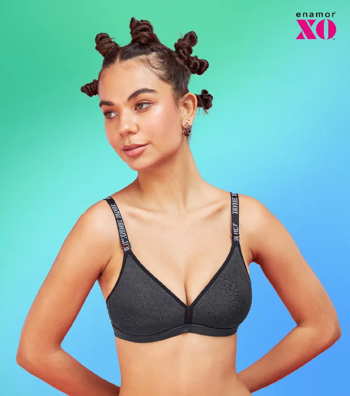 Enamor XO Graphite Non Wired Padded Regular Bra - Lena Stretchy Wireless Bra