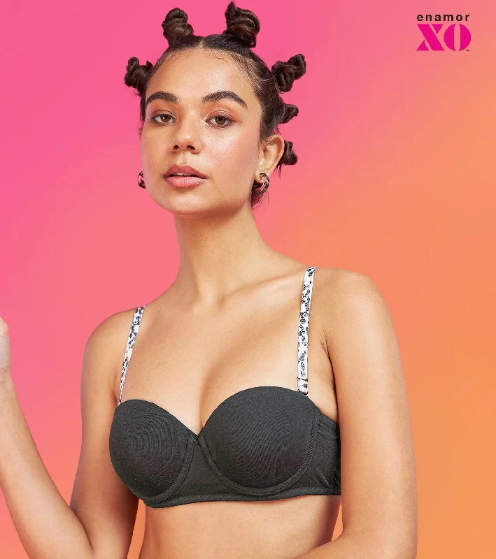 Enamor XO Graphite Wired Padded Strapless Bra - Kimmie Soft Padded Bralette