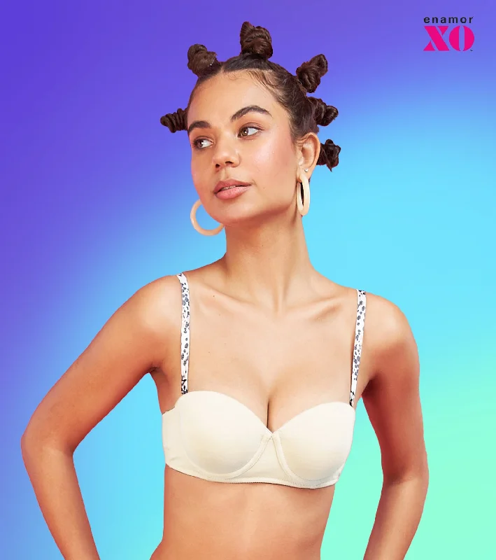 Enamor XO Toasted Almond Wired Padded Strapless Bra - Kimmie Stretchy Full Coverage