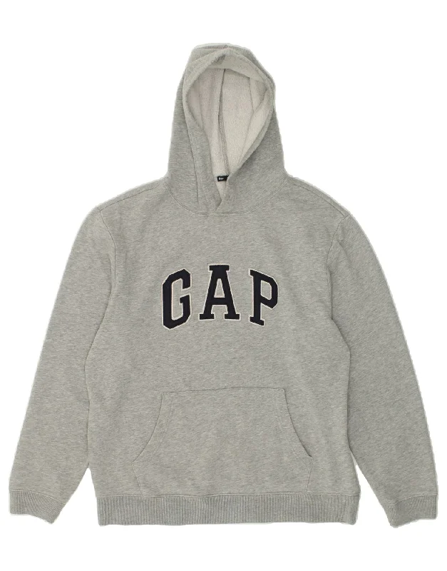 GAP Womens Loose Fit Graphic Hoodie Jumper UK 14 Medium Grey Cotton Hoodie with Magnetic Closure Innovative Modern