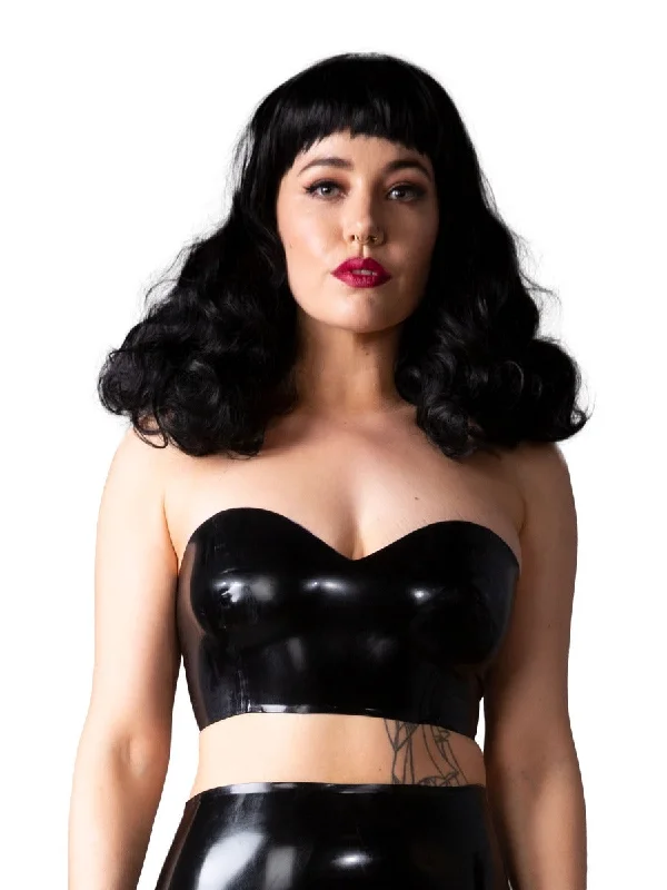 Latex Bandeau Bra in Black Sexy Mesh Bra