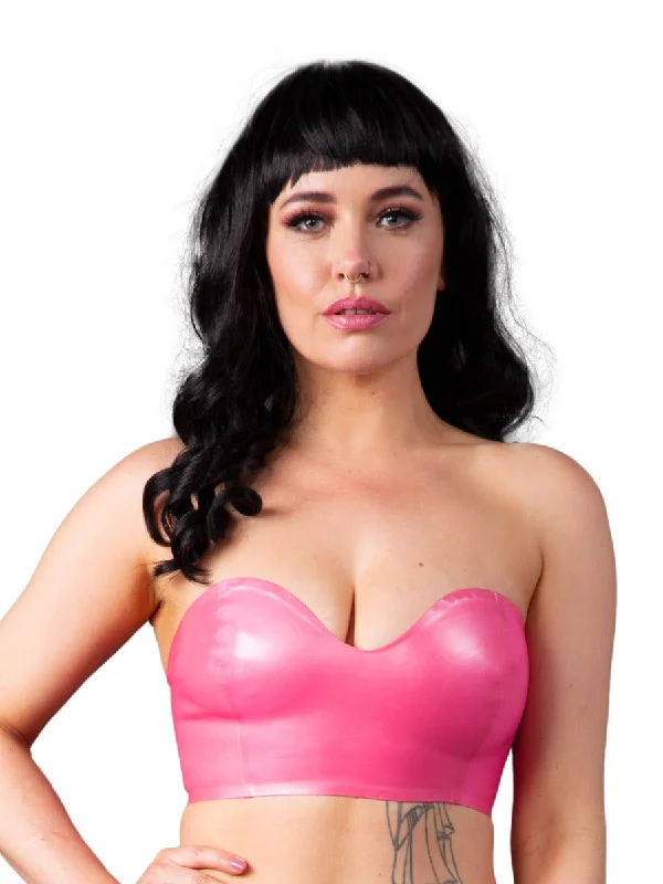 Latex Bandeau Bra in Fuchsia Seamless Push-Up Bra