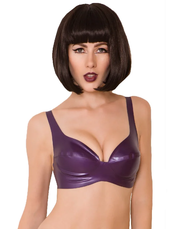 Latex Busty Bra in Purple Elegant Satin Bralette