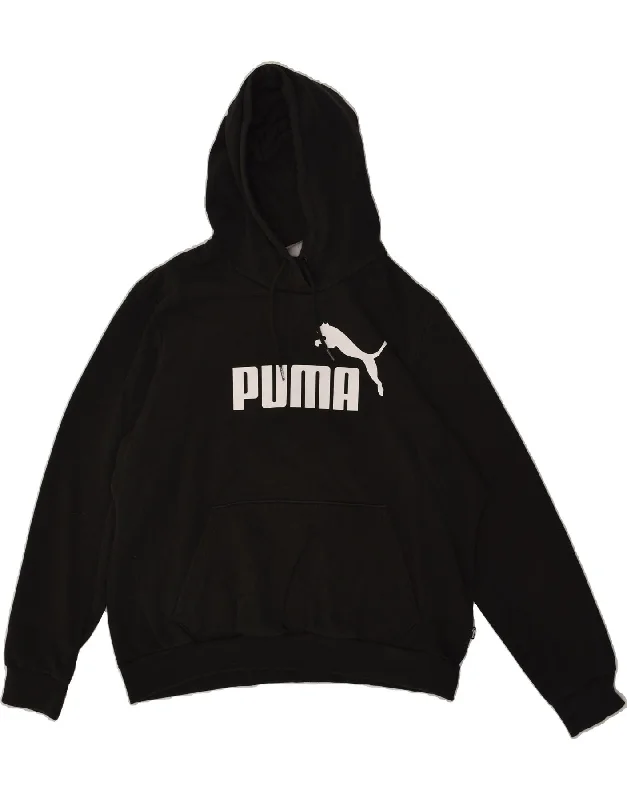 PUMA Womens Graphic Hoodie Jumper UK 18 XL Black Cotton Hoodie with Elastic Waist Stretchable Comfortable