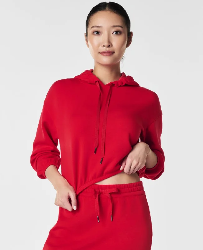 Spanx: AirEssentials Cinched Waist Hoodie in Spanx Red Hoodie with Ribbed Cuffs Snug Fit Comfort