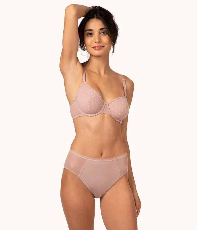 The Dot Mesh Unlined Bra: Orchid Push-Up Bralette Set