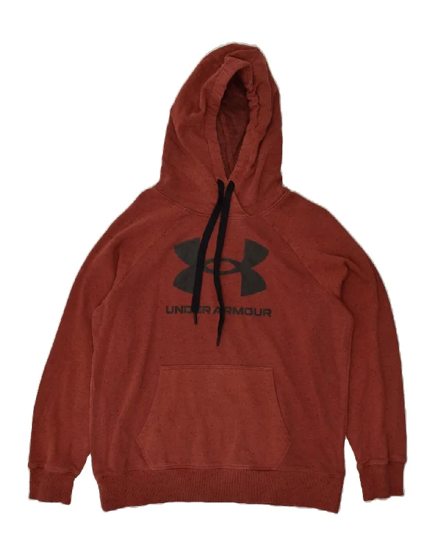 UNDER ARMOUR Womens Loose Fit Graphic Hoodie Jumper UK 14 Medium Red Hoodie with Toggle Buttons Decorative Unique