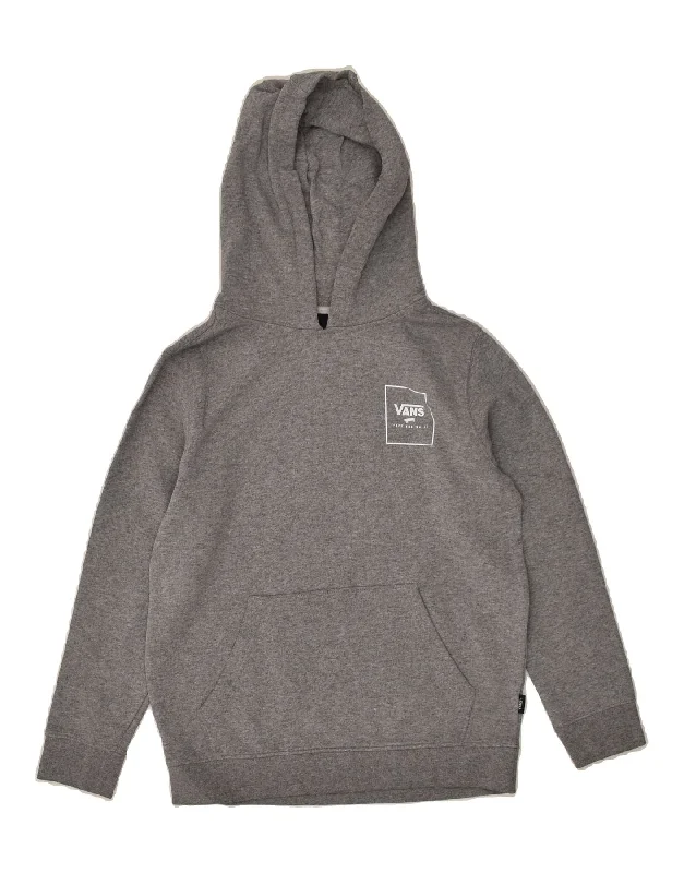 VANS Womens Graphic Hoodie Jumper UK 14 Medium Grey Cotton Hoodie with Toggle Buttons Decorative Unique