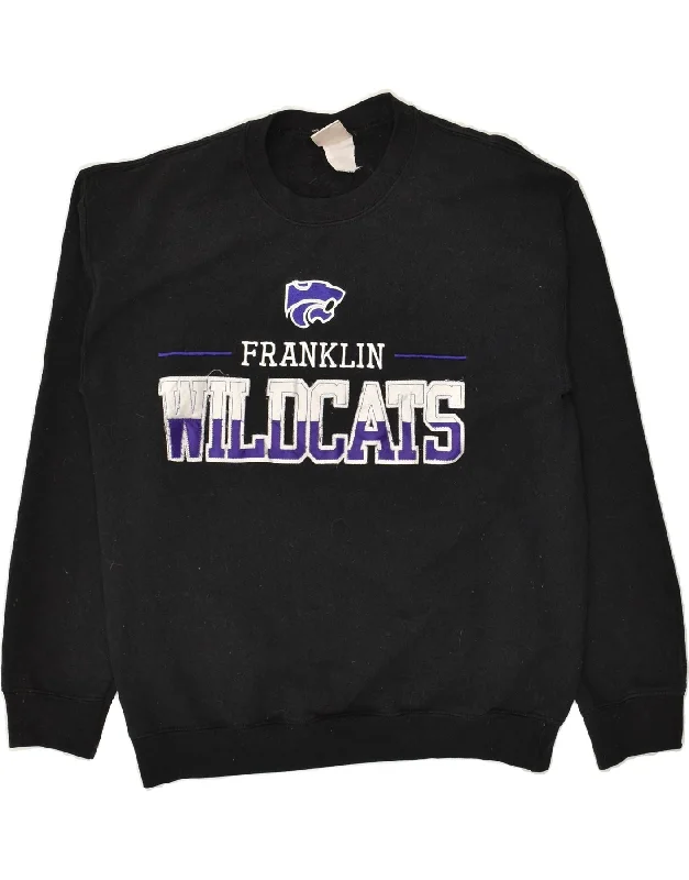 VINTAGE Womens Wildcats Graphic Sweatshirt Jumper UK 12 Medium Black Hoodie with Embroidery Detailed Premium