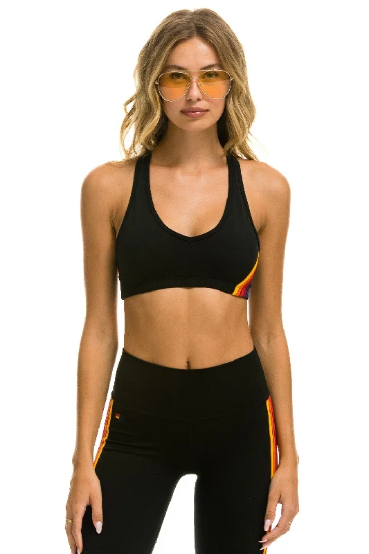 WOMEN'S 5 STRIPE SPORTS BRA - BLACK Seamless Sports Bra