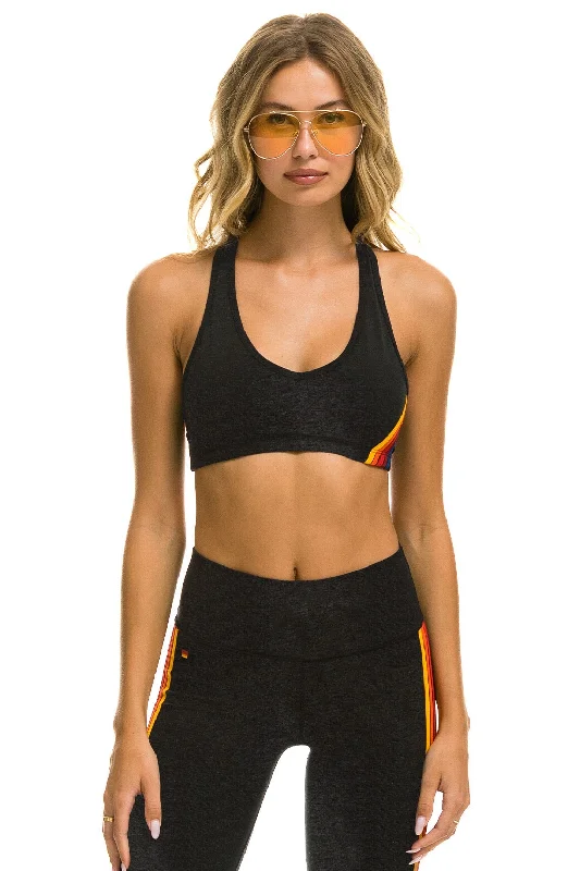 WOMEN'S 5 STRIPE SPORTS BRA - CHARCOAL Seamless Wireless Bra