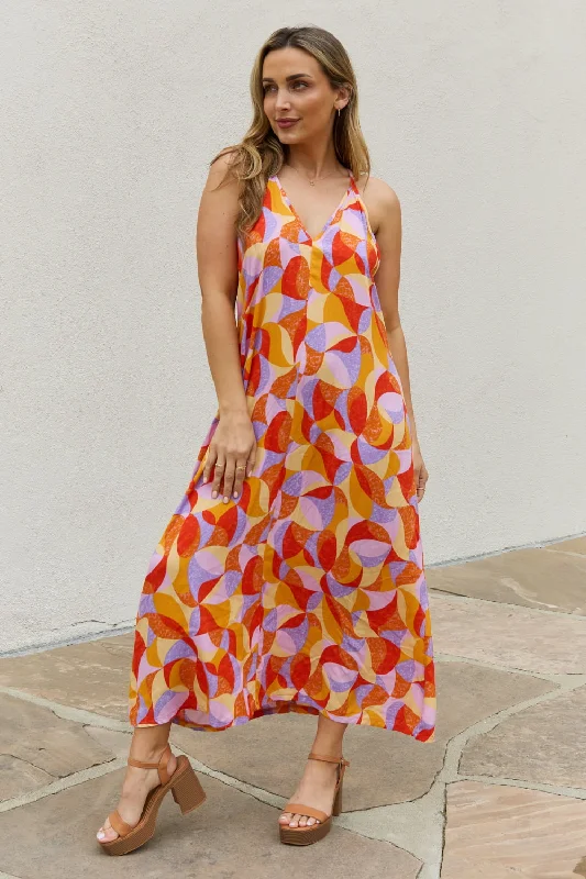 And The Why Full Size Printed Sleeveless Maxi Dress Fashionable Chiffon Maxi Dress