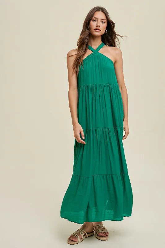 Aphrodite Halter Maxi Dress Trendy Button Front Maxi Dress