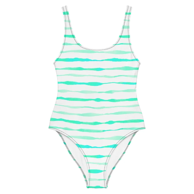 Aqua Waves One-Piece Swimsuit Mesh Panel Swimwear