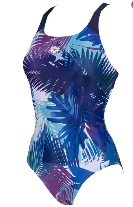 Palm Print Swim Pro Back Elegant Ruffled Bikini