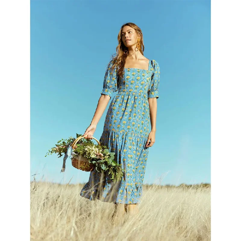 Barbara Maxi Dress - Lapis & Laguna Floral Cozy Cold-Shoulder Maxi Dress