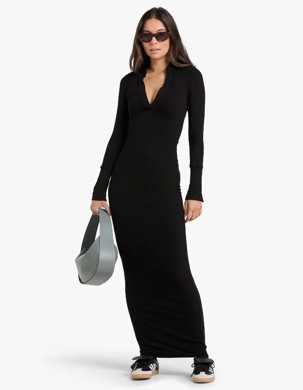 Celine Maxi Dress - Black Fashionable High-Low Maxi Dress