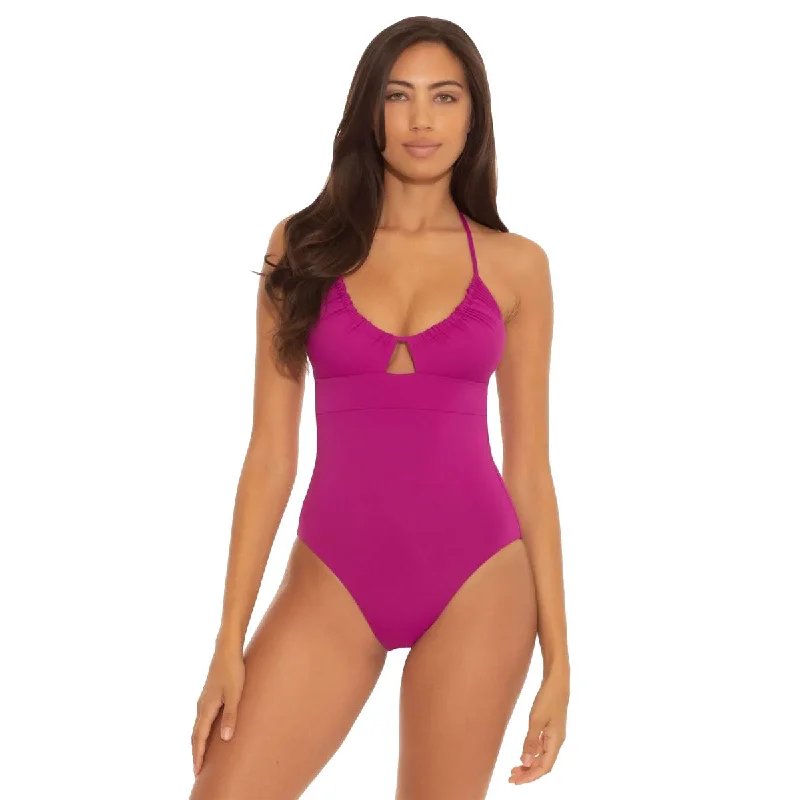 Becca Color Code Multi-Way Berry One Piece Womens Swimsuit Plunge Neckline Swimsuit