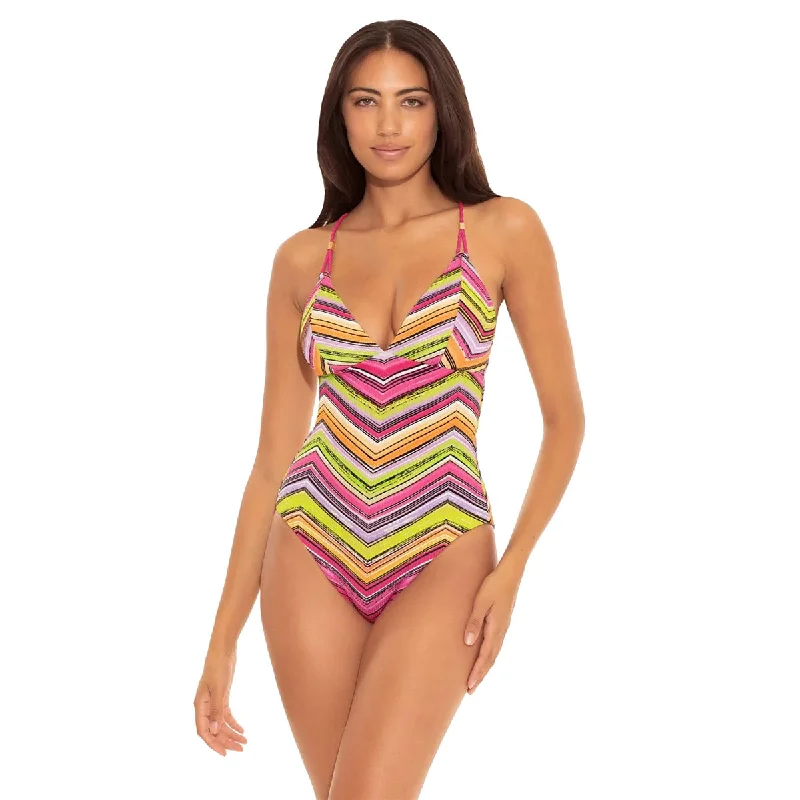 Becca Farah Reversible Multi One Piece Womens Swimsuit Quick-Dry Swimsuit