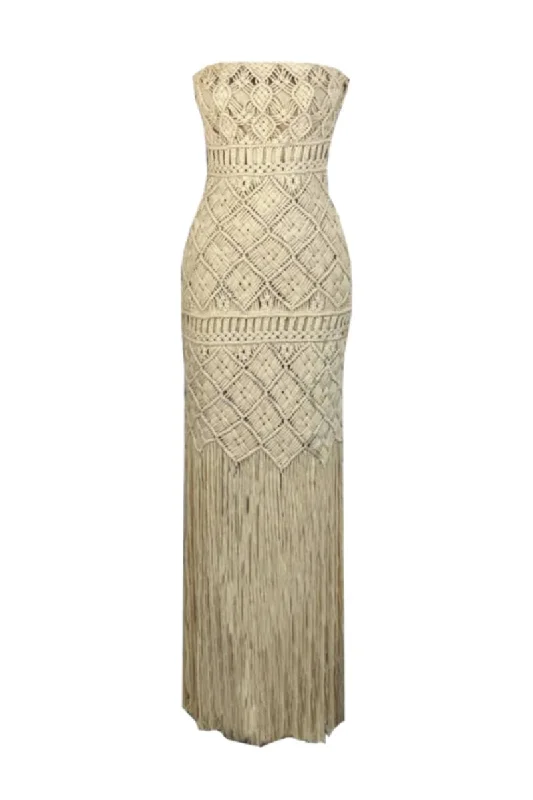 CÁRCAVAS STRAPLESS MAXI DRESS Trendy Maxi Dress with Lace