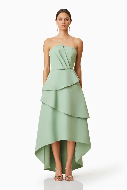 Caroline Strapless Maxi Dress In Green Stylish One-Shoulder Maxi Dress