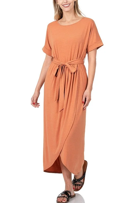 #: Dreamsicle Junction Butter Orange Maxi Dress (Size Large) Elegant Tiered Maxi Dress