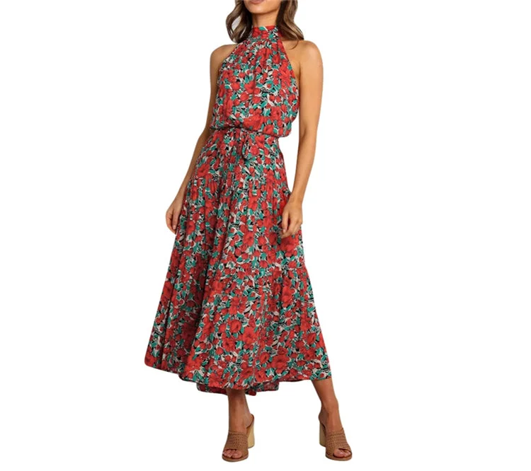 Floral Summer Long Bohemian Maxi Dress Cozy Longline Maxi Dress