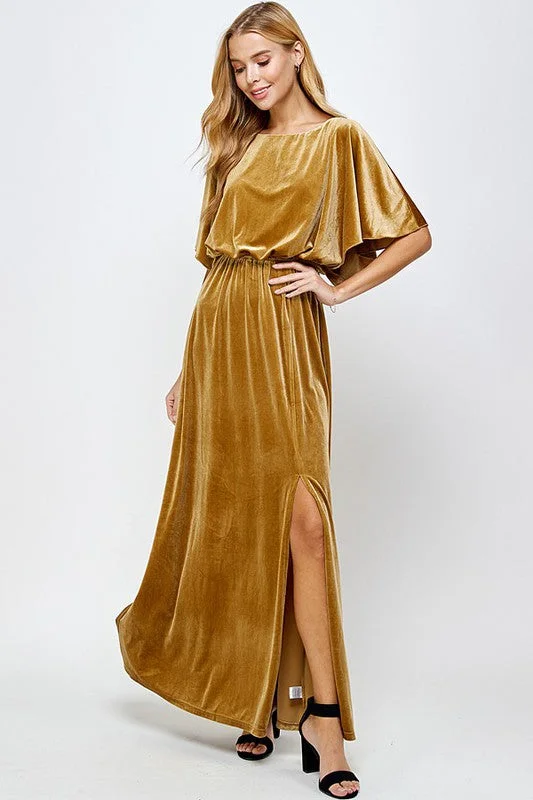 #: Formal Attire Only Gold Velvet Maxi Dress Classic Tulle Maxi Dress