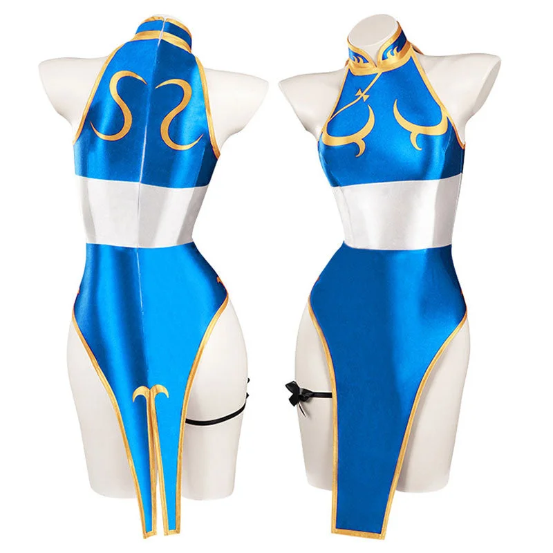 Game Street Fighter 6 Chun-Li Swimsuit Cosplay Costumes Reversible Bikini Set