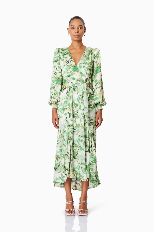 Georgia Long Sleeve Maxi Dress In Green Fashionable Sleeveless Maxi Dress