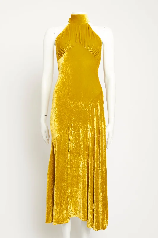 Gold Velvet Vivienne Preowned Maxi Dress Comfortable Casual Maxi Dress