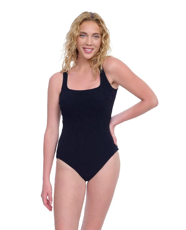 Gottex Exclusive Full Coverage Textured Square Neck One Piece Swimsuit Summer Ready Swimsuit