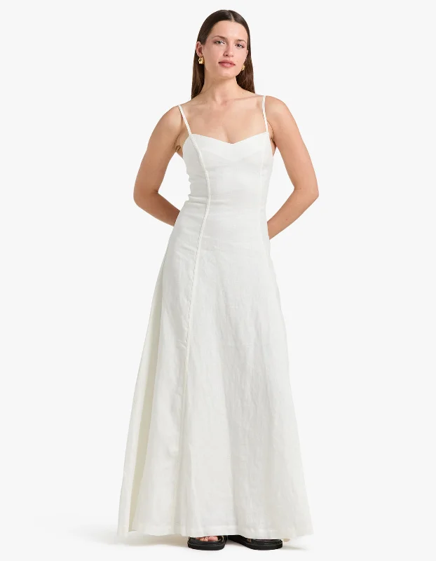 Pepper Maxi Dress - Ivory Casual Maxi Dress with Pockets