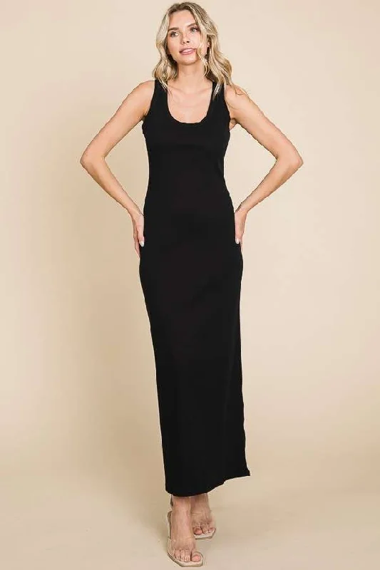 / Here's The Scoop Black Maxi Dress (Size Medium) Elegant Maxi Dress with Pockets