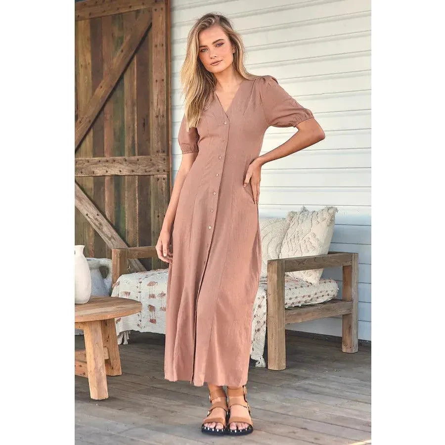 JAASE Cocoa Print Sunkissed Maxi Dress Classic A-Line Maxi Dress