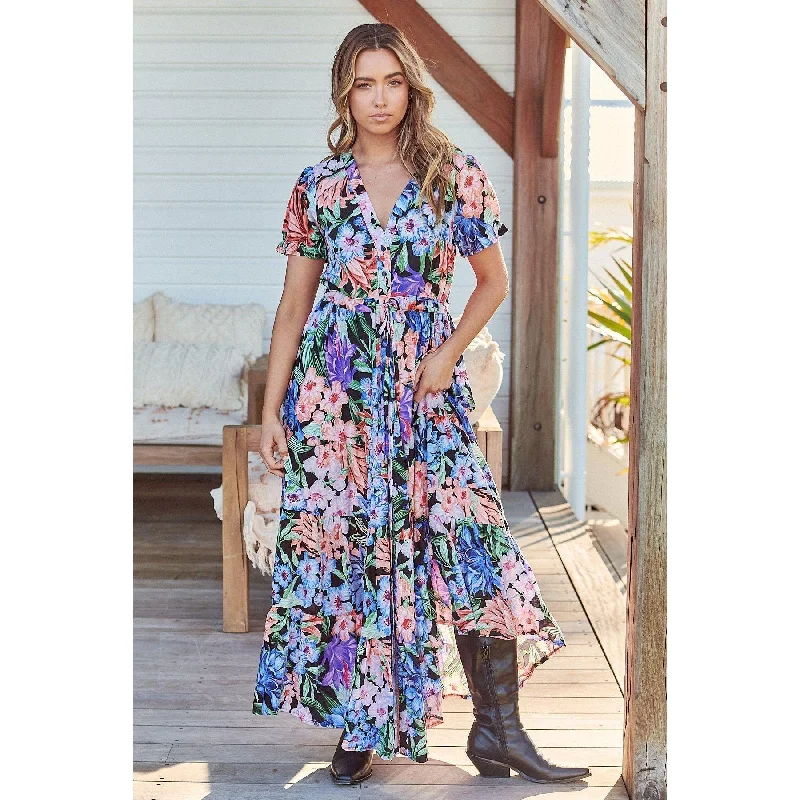 JAASE Midnight Tropics Print June Maxi Dress Fashionable Maxi Dress with Fringe