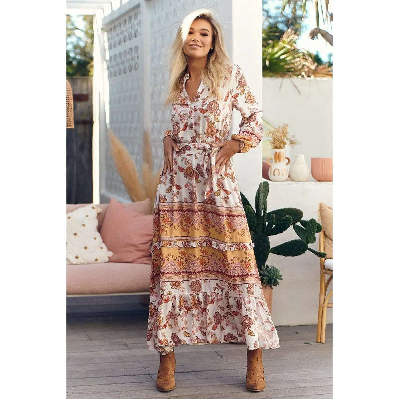 JAASE White Pheonix Print Kensey Maxi Dress Cozy Wrap Maxi Dress