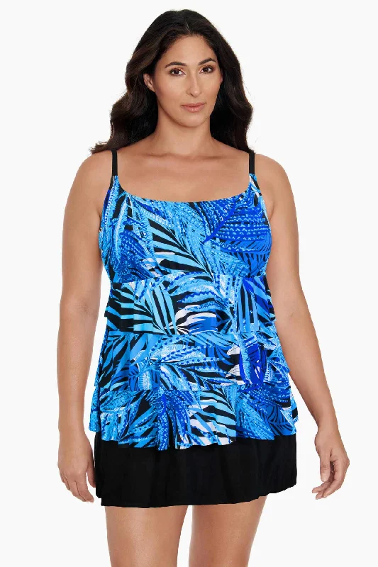 Ruffle Faux Skirtini W/ Pockets Long Torso One Piece Swimsuit Jungle Boogie Bold High-Cut Bikini