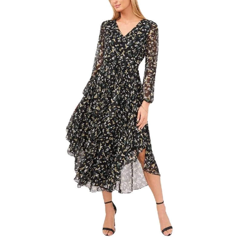 MSK - Petite Floral-Print Button-Front Maxi Dress Comfortable T-Shirt Maxi Dress