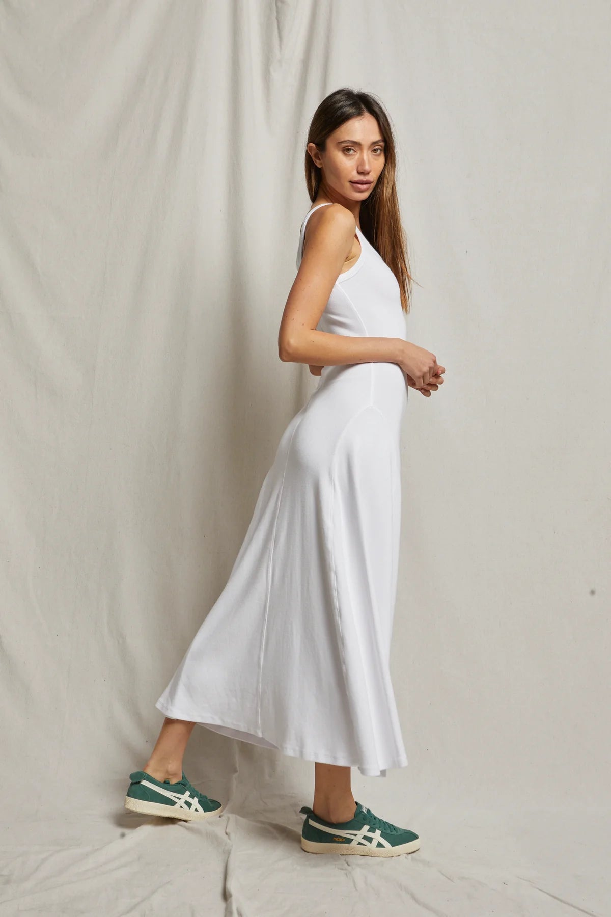 Perfect White Tee - Mimi Ribbed Maxi Dress Fashionable Button-Down Maxi Dress