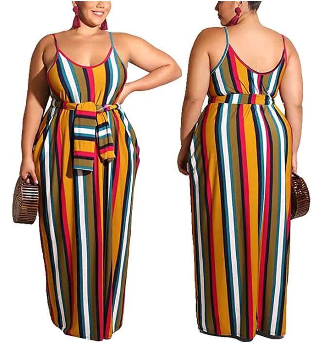 Plus Size Women's Casual Maxi Dresses Sleeveless Loose Maxi Dresses Fashionable Chiffon Tiered Maxi Dress