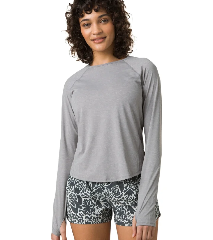 prAna Eileen Long Sleeve Swim Shirt Heather Grey Swimsuit with Skirt