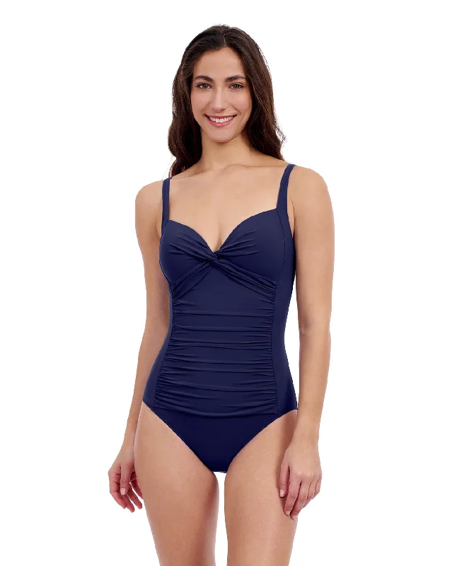 Profile By Gottex Tutti Frutti Sweetheart Twist Front One Piece Swimsuit Solid Color Swimsuit