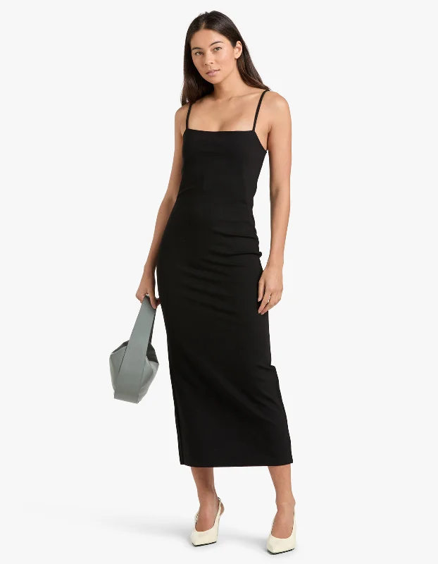 Irina Cami Maxi Dress - Black Elegant Wraparound Maxi Dress