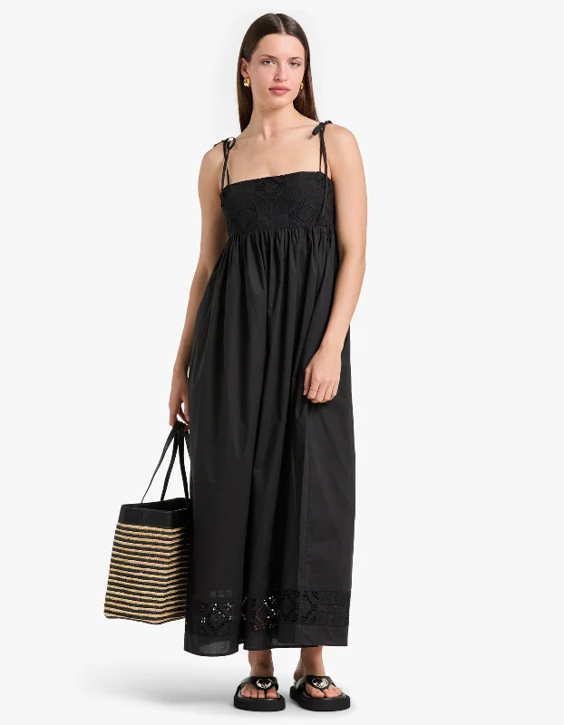 Celia Maxi Dress - Black Elegant Maxi Dress with Drapes