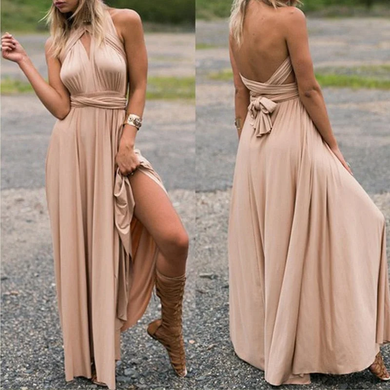 Sexy Long Bridesmaid Multi Way Wrap Convertible Infinity Maxi Dress Hollow Out Bandage Vestidos Trendy Printed Maxi Dress