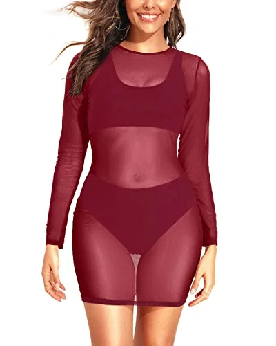 Sexy Sheer Mesh Women's Swimsuit Cover-up Sexy Cutout Swimsuit