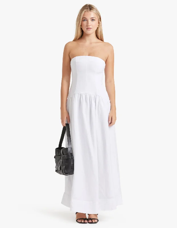 Blanc Strapless Panelled Maxi Dress - Ivory Trendy Fit-and-Flare Maxi Dress