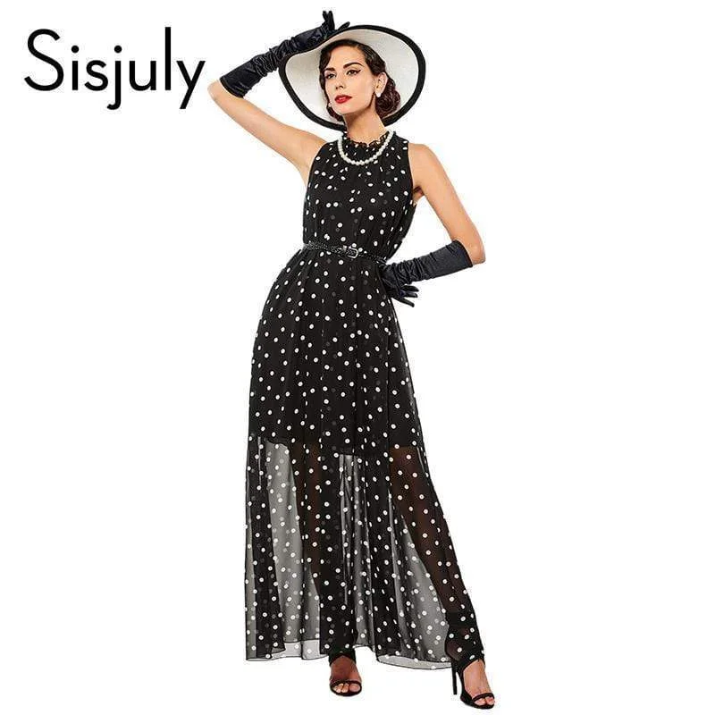 Dresses For Women Polka Dots Maxi Dress Fashionable Sheer Maxi Dress